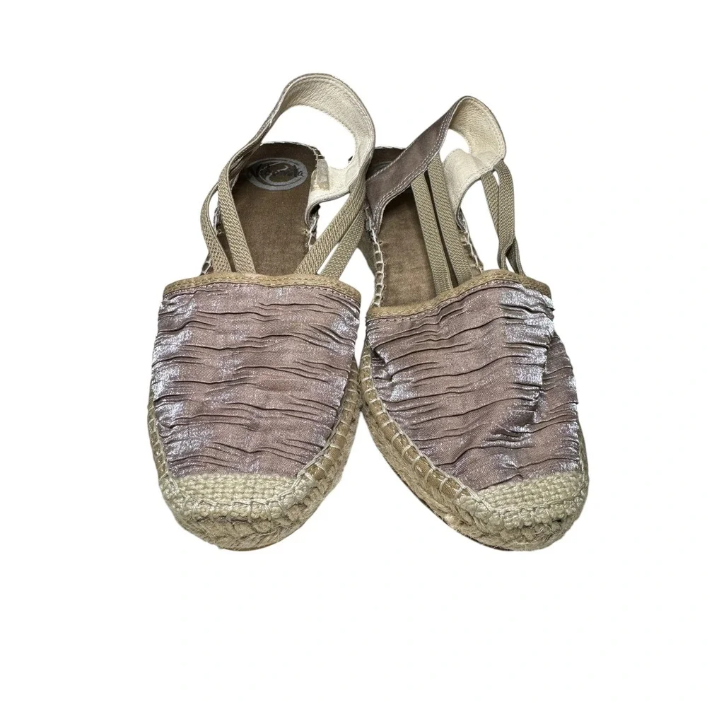 Vidorreta Metallic Bronze Espadrille Wedge Sandals Sz 37 NEW Slingback Spain